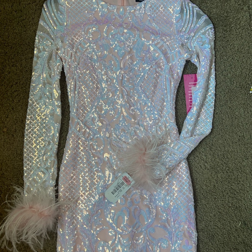 Elegant Pink Dillards Sequin Homecoming or Prom dress